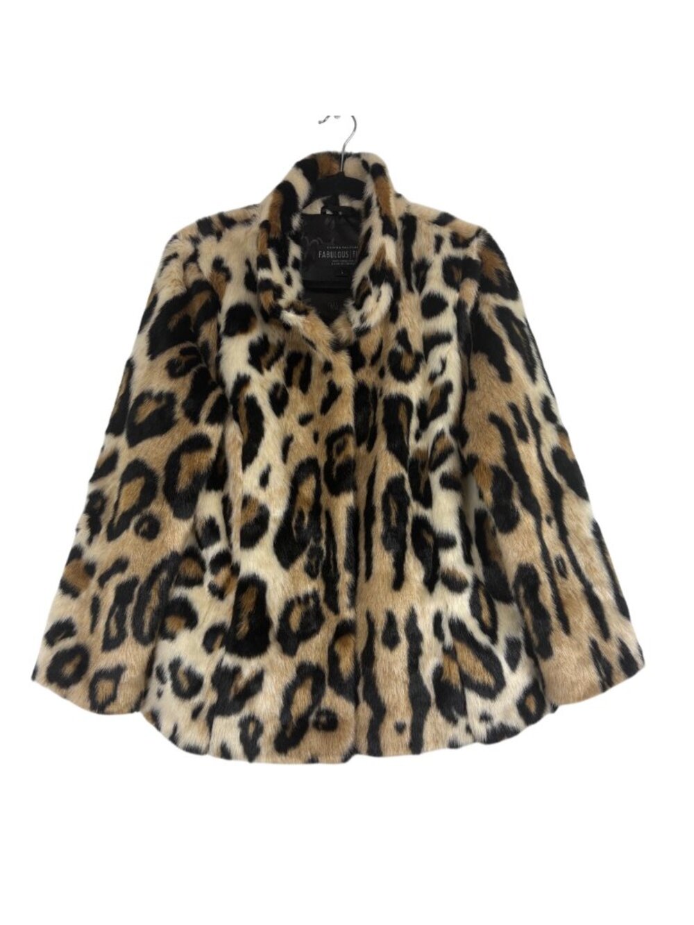 Donna Salyers Women's L Fabulous Furs Leopard Print Faux Fur Coat Mob Wife